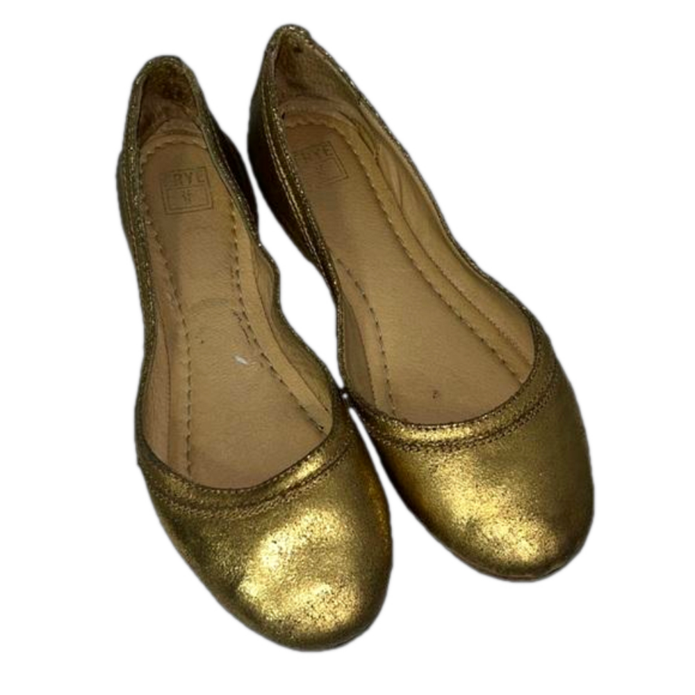 Frye Metallic Gold Leather Ballet Flats